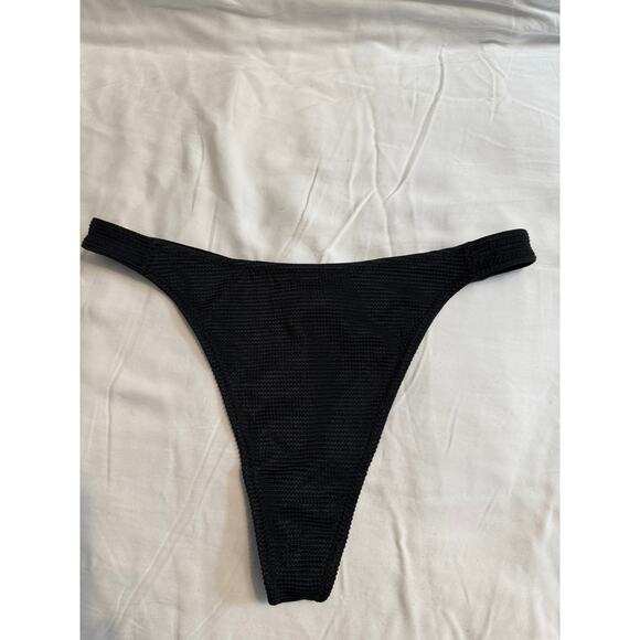 NWOT Vintage Lily of France Black Textured Thong Panty – Size S - Picture 1 of 4